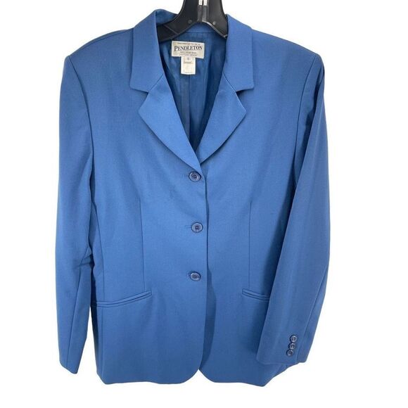 Pendleton Womens Blazer Jacket Coat 3 Button 100% Virgin Wool Blue Size 10 - Picture 10 of 10